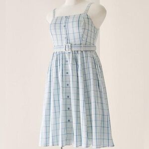 Torrid size 3 ( 22/24) Retro Chic Light Blue Plaid Belted Sundress